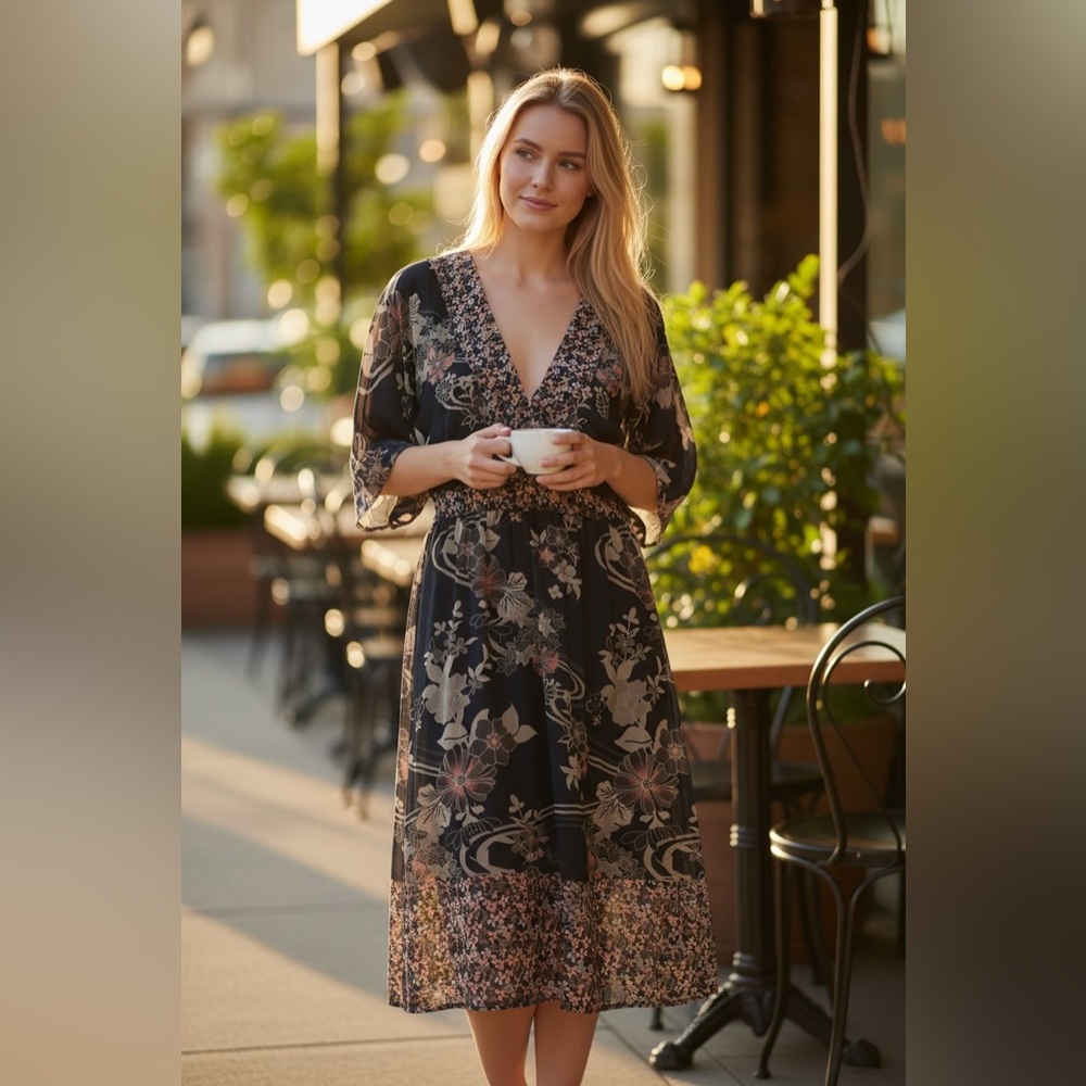 H&M Black and Pink Floral Women’s Dress